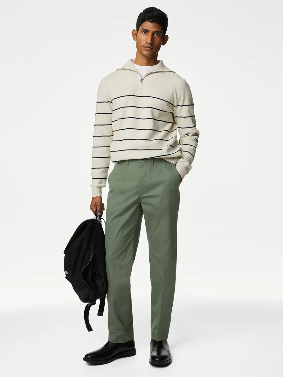 MARKS & SPENCER Men Chino Trousers Regular Fit Super Lightweight