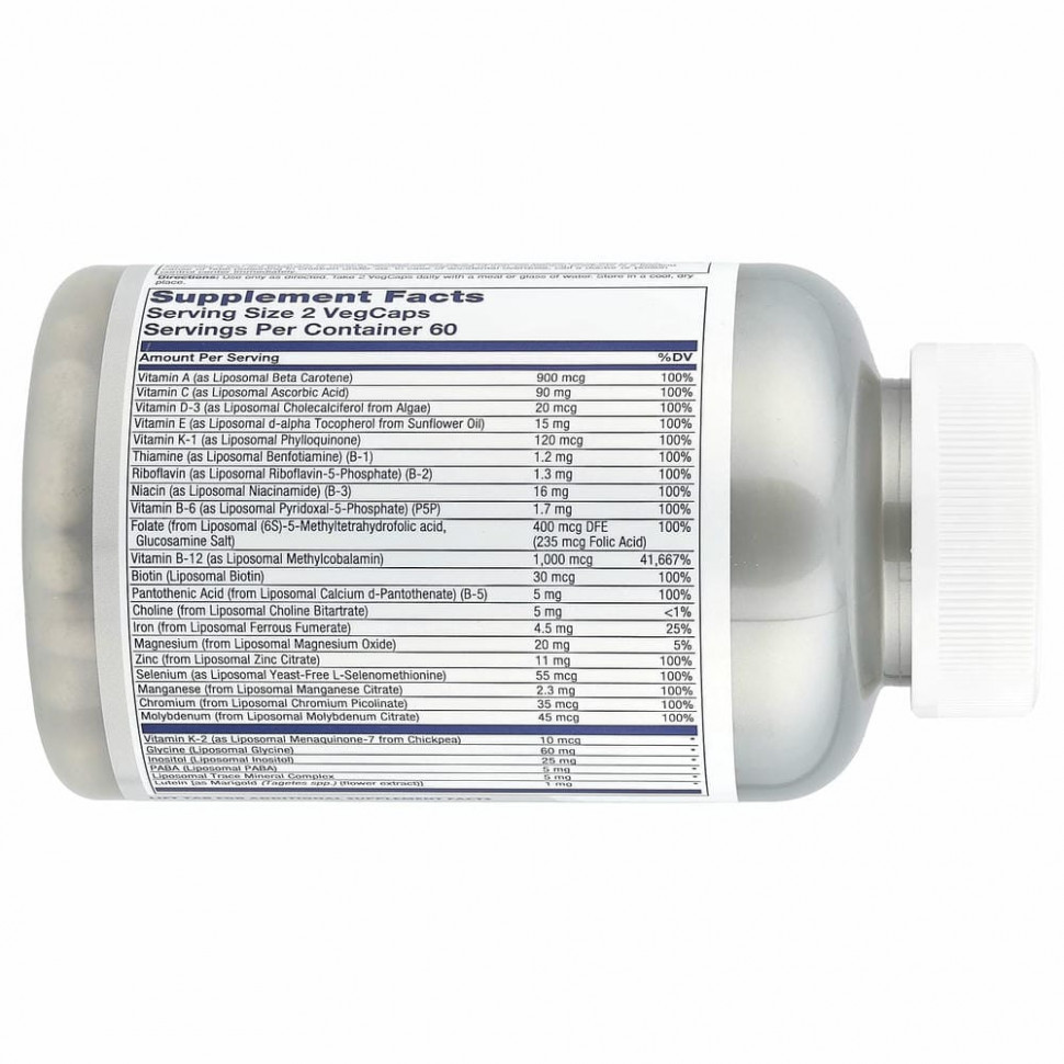 Solaray, Высокоэффективные липосомальные мультивитамины для женщин старше 50 лет, 120 растительных капсул