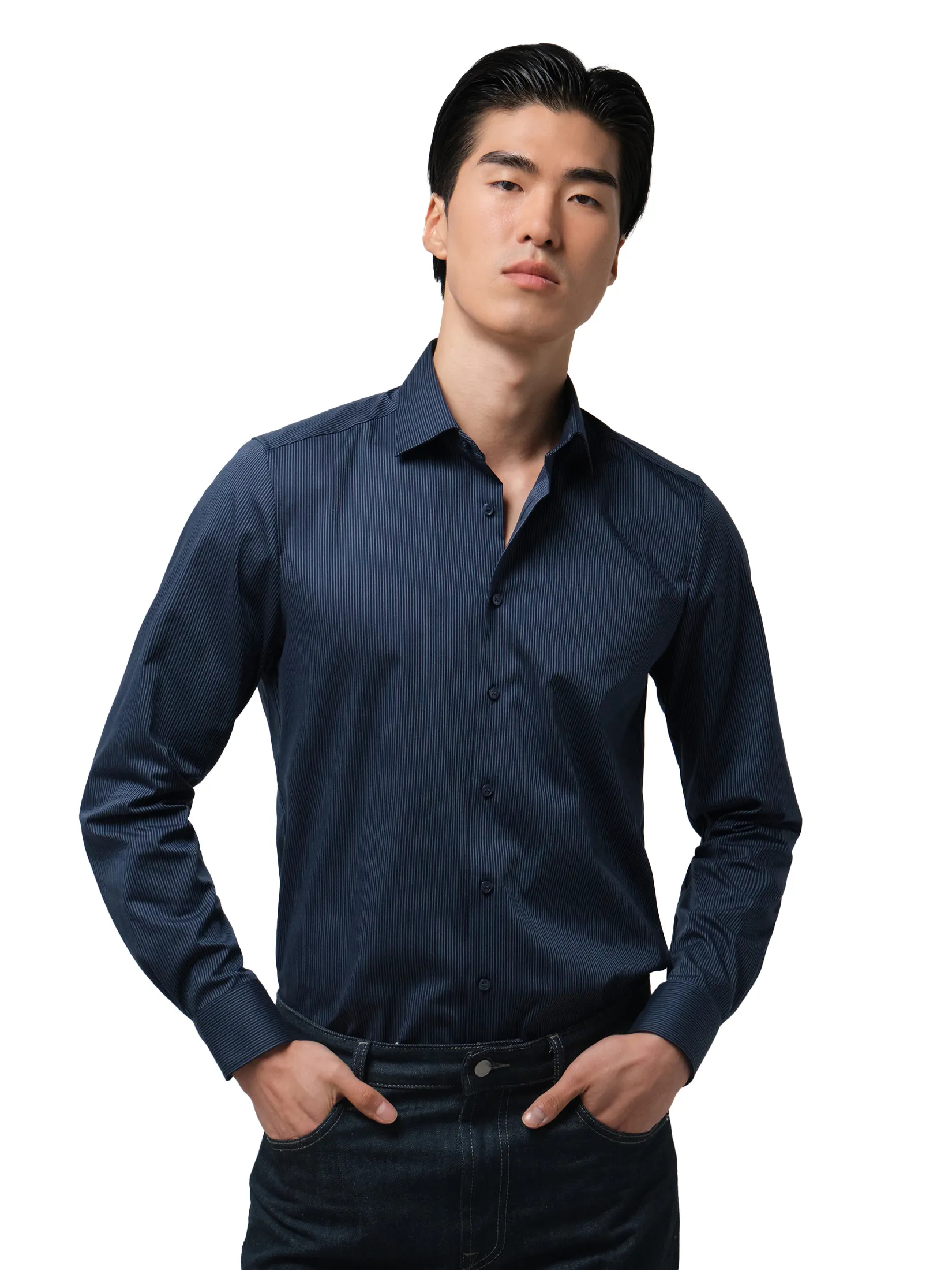 OLYMP MEN S SHIRT LONG SLEEVES BUSINESS SHIRT BODY FIT EASY IRON NAVY