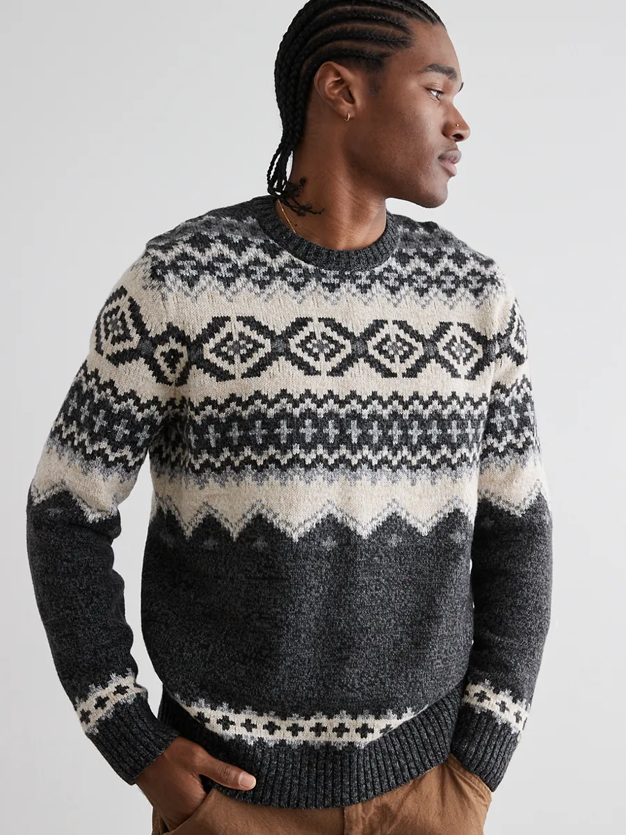 AMERICAN EAGLE MEN 1821 FAIRISLE CREW 001 BLACK
