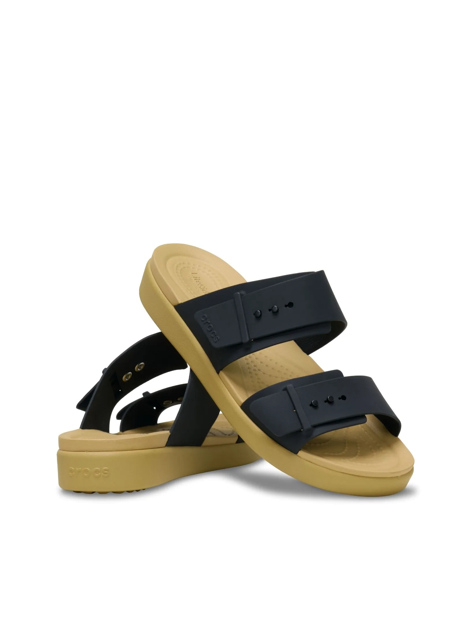 CROCS WOMEN'S BROOKLYN BUCKLE LOW LOW - BLACK/TAN