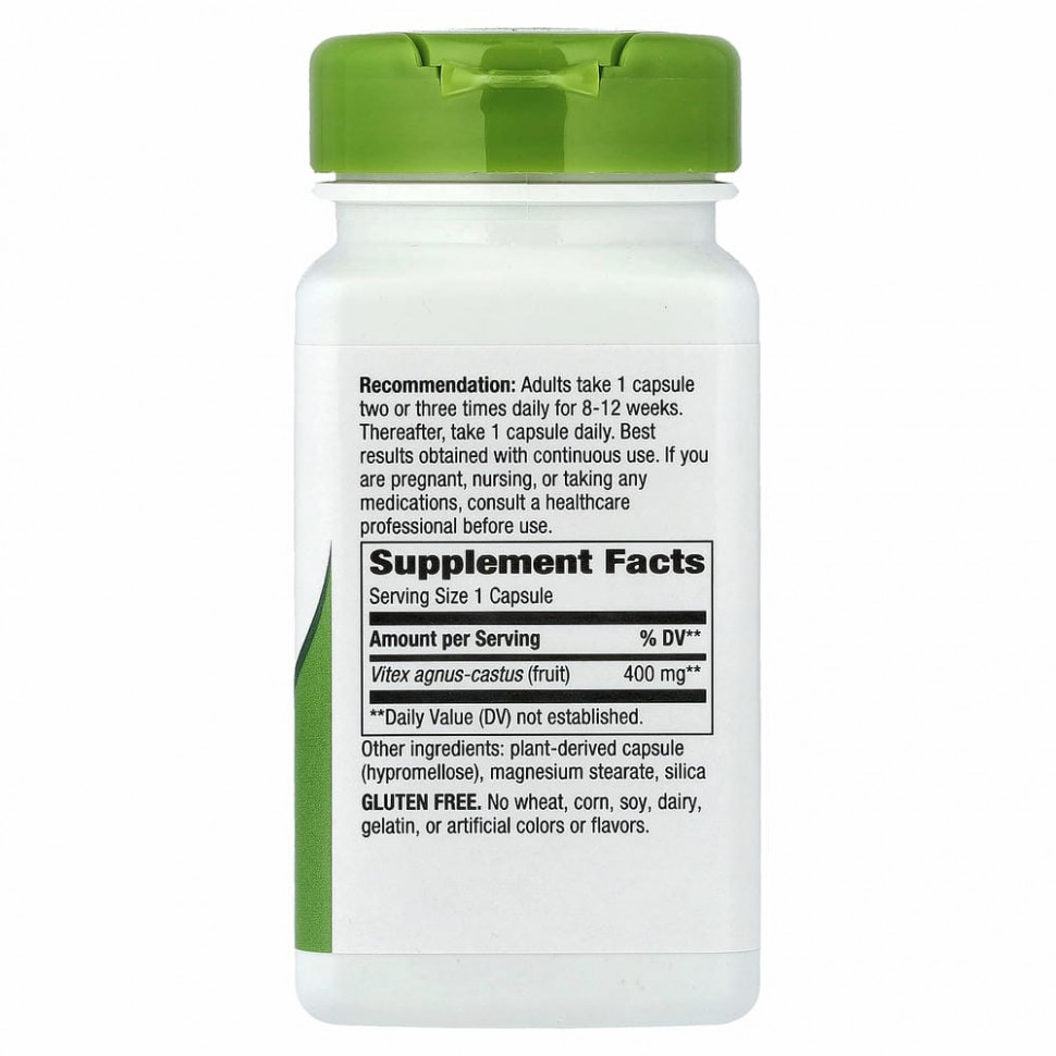 Nature's Way, плоды витекса, 400 мг, 100 веганских капсул