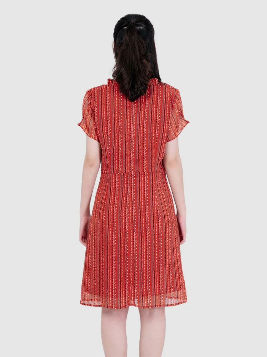 AMILA Women Dress Chiffon Angora Orange