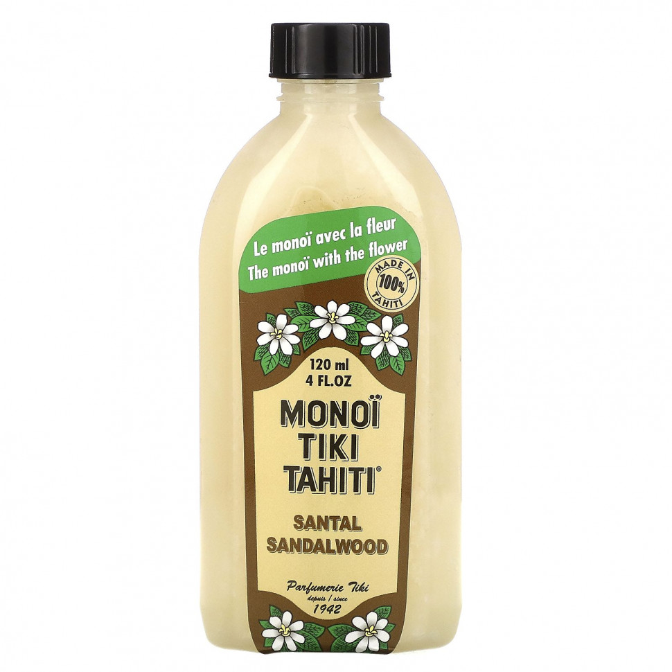 Monoi Tiare Tahiti, Monoi Tiki Tahiti, Сандаловое дерево, 4 жидких унции (120 мл) - MON-67374-Ваниль
