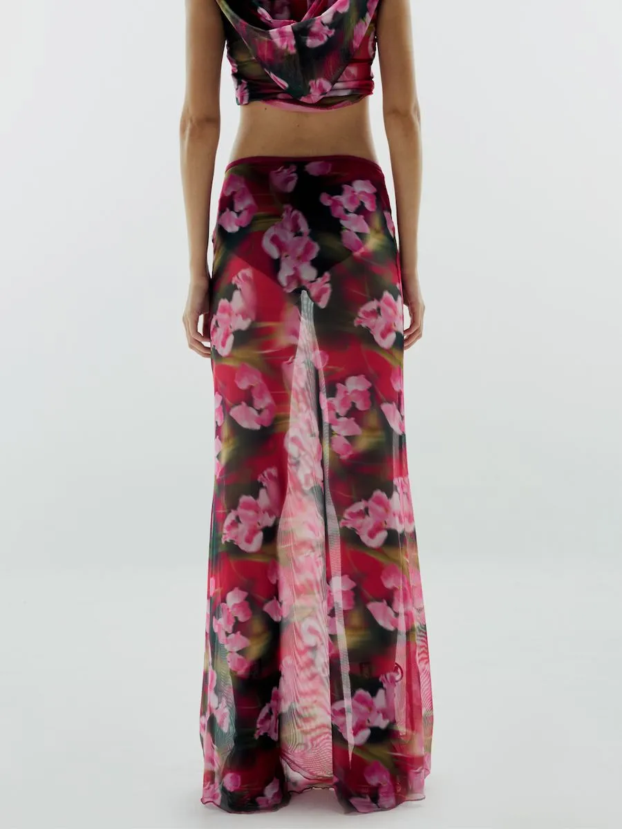 BLACKDOG BKK Women Pink see-through print skirt