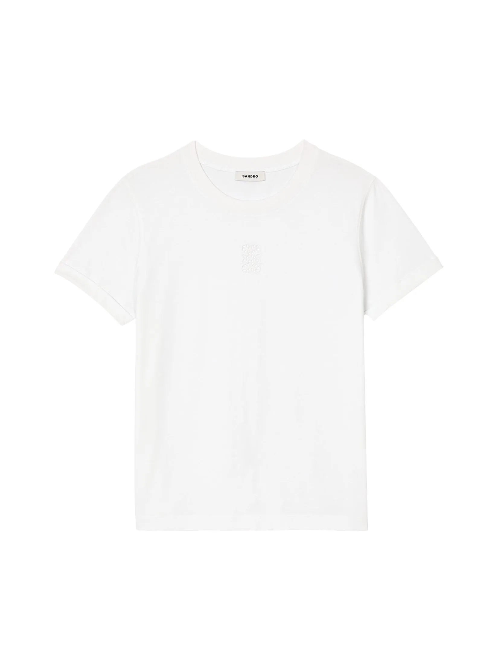 SANDRO Cotton T-Shirt with Embroidery