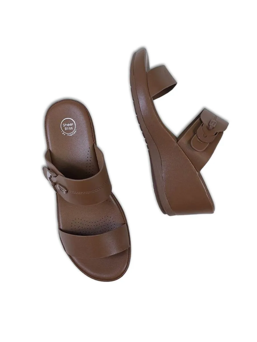 THAMES Women Heel Slippers Brown