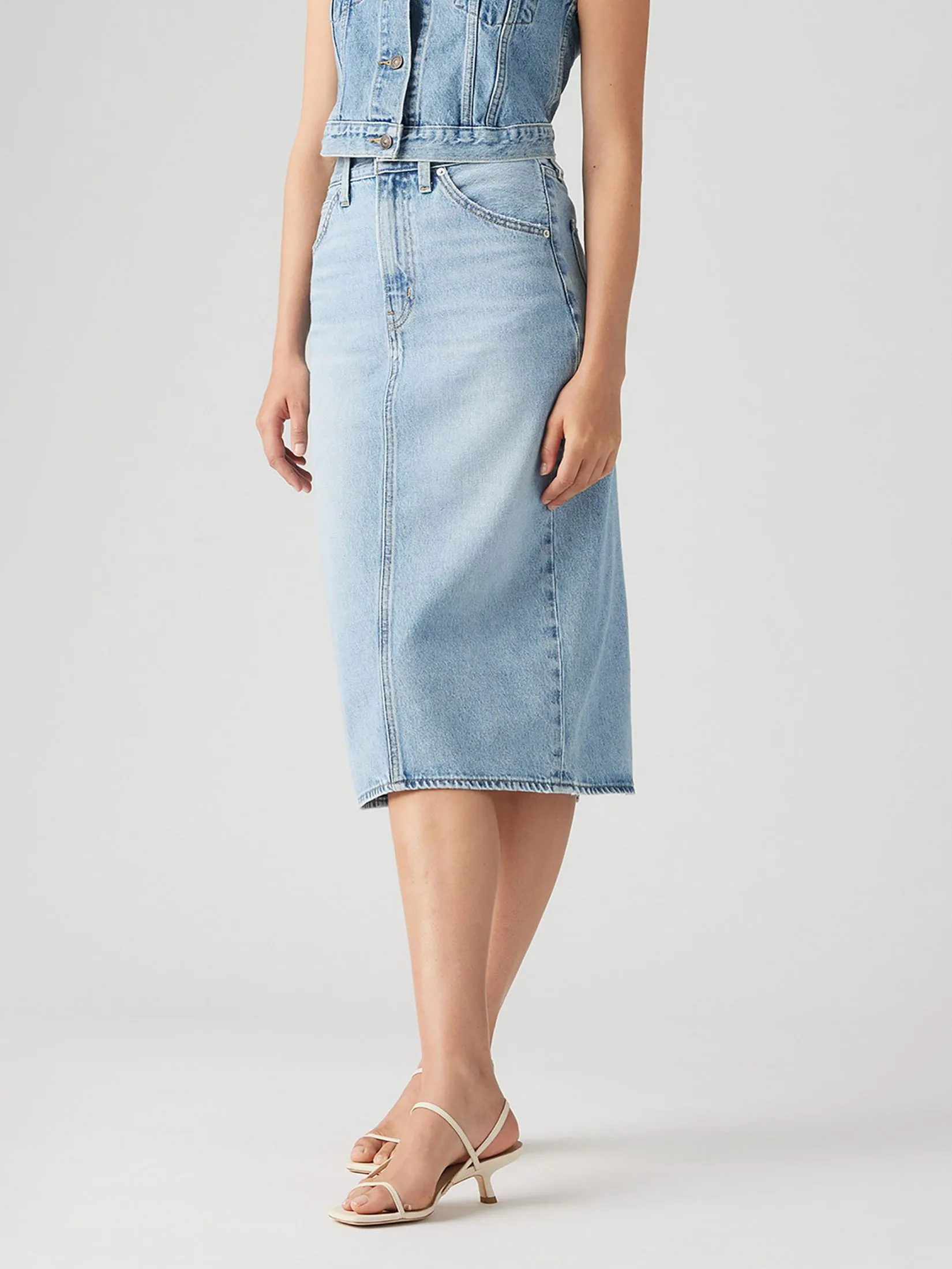 LEVI'S Women's High-Rise Slit Skirt Blue