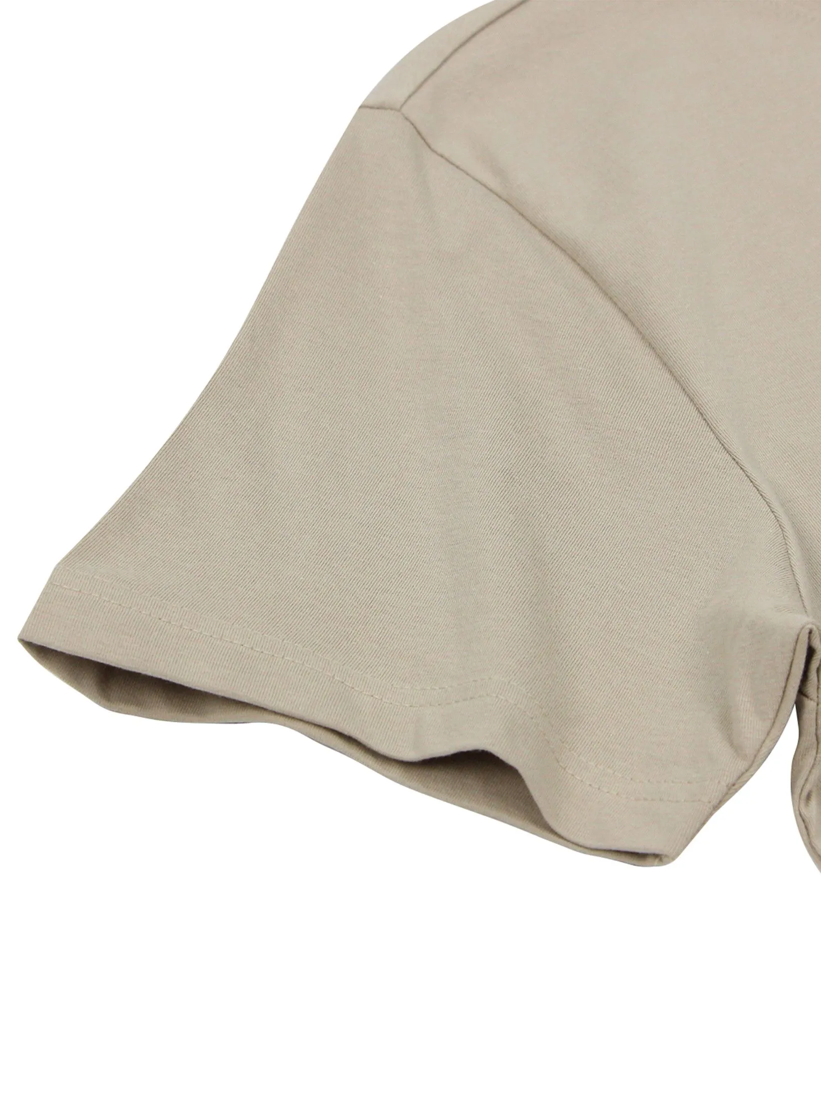 GIORDANO Men's Slim Cotton Embroidery Tee (Classic Man) Wheat brown