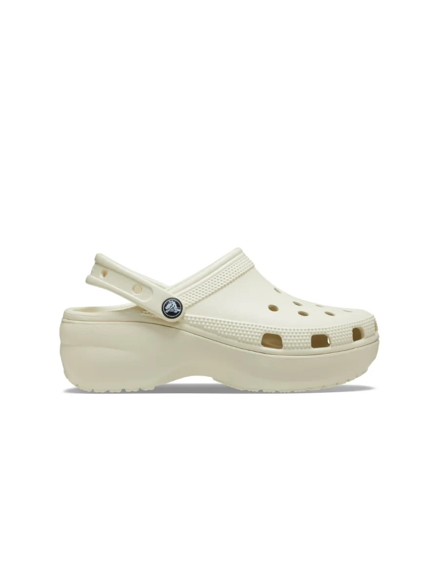 CROCS WOMEN'S CASUAL SHOES CLASSIC PLATFORM CLOG BONE Size - W5 US