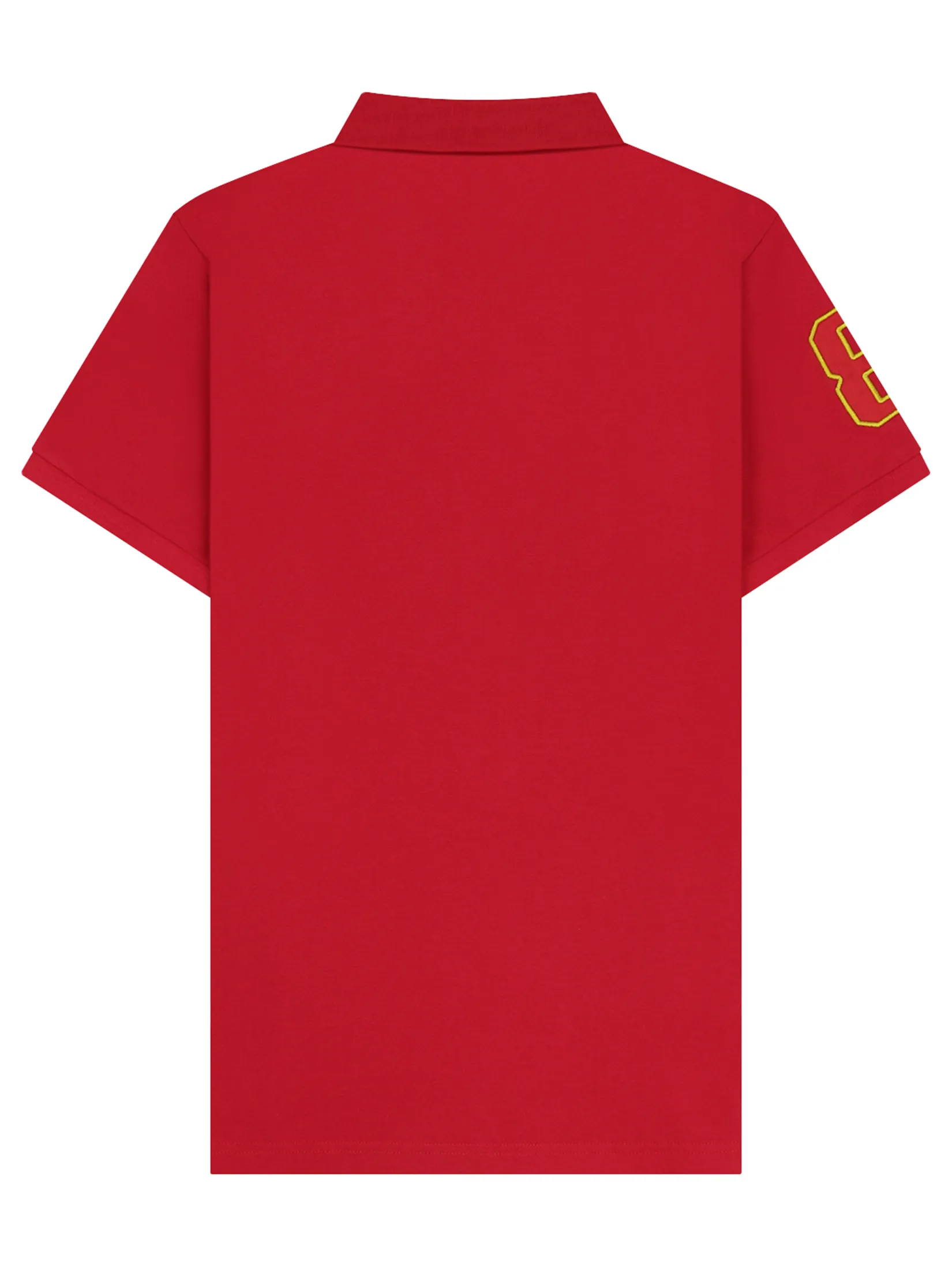 GIORDANO Men s Lycra Pique Embroidery Polo (3D Lion)  Haute Red