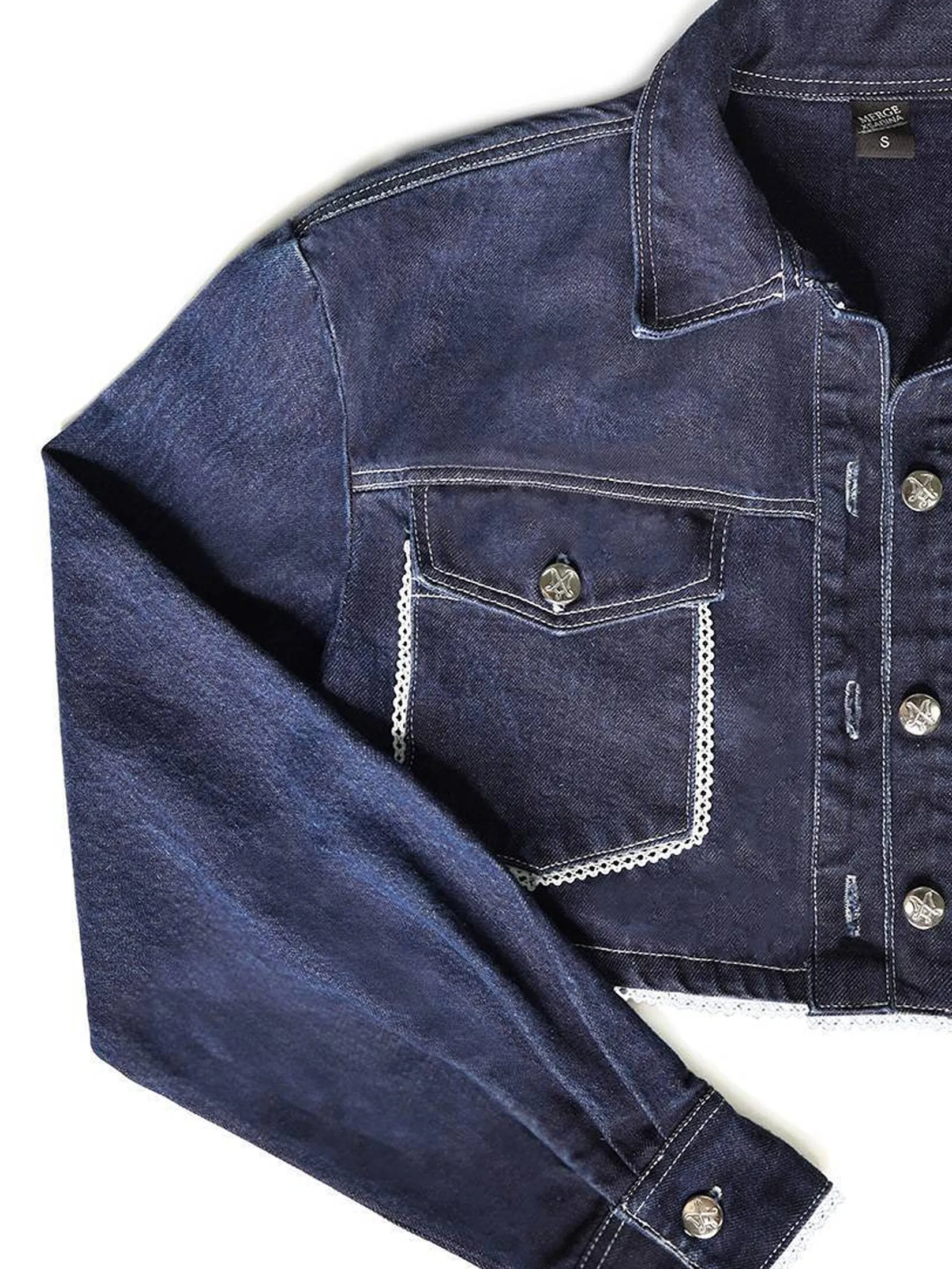 SABINA MERGE X SABINA Woman Thea Denim Jacket - Dark Blue