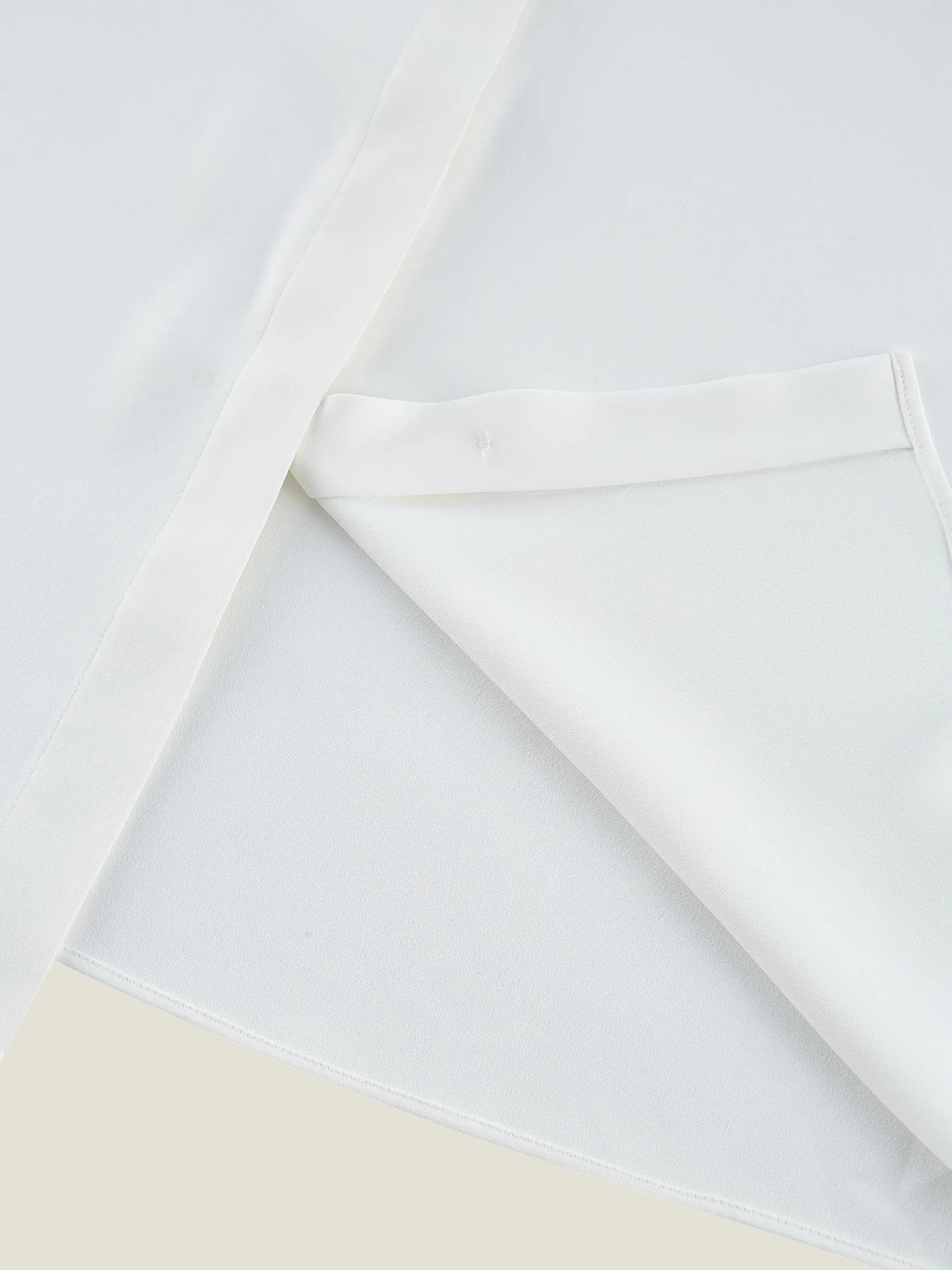 G2000 Women Clothing Satin Ruffled Stand Collar Blouse Regular Fit - Off-White