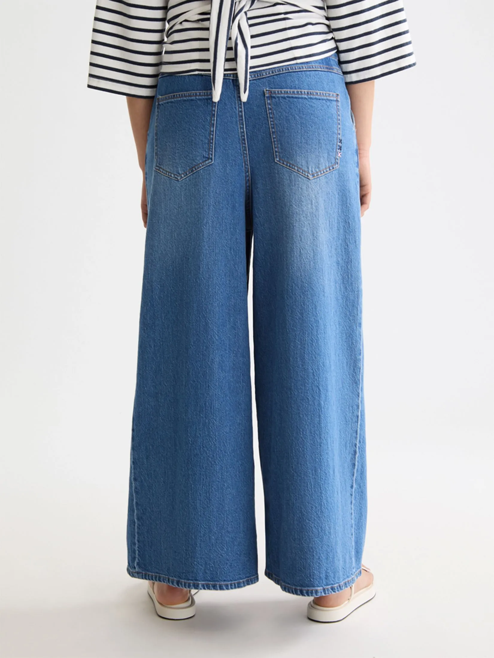 SCOTCH&SODA Women Jeans Cropped Wide Leg The Wave Custom Art From The Heart