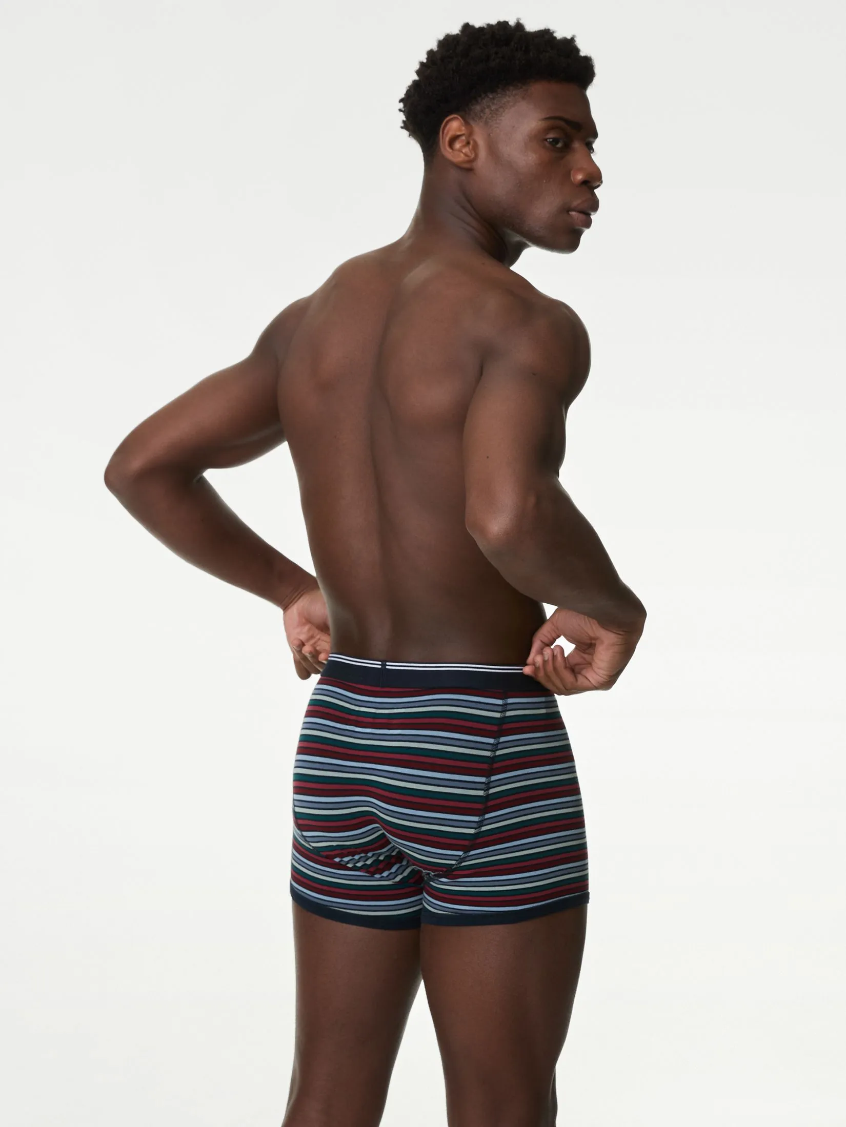 MARKS & SPENCER Men Trunks Cotton Rich Cool & Fresh 5pk Navy Mix