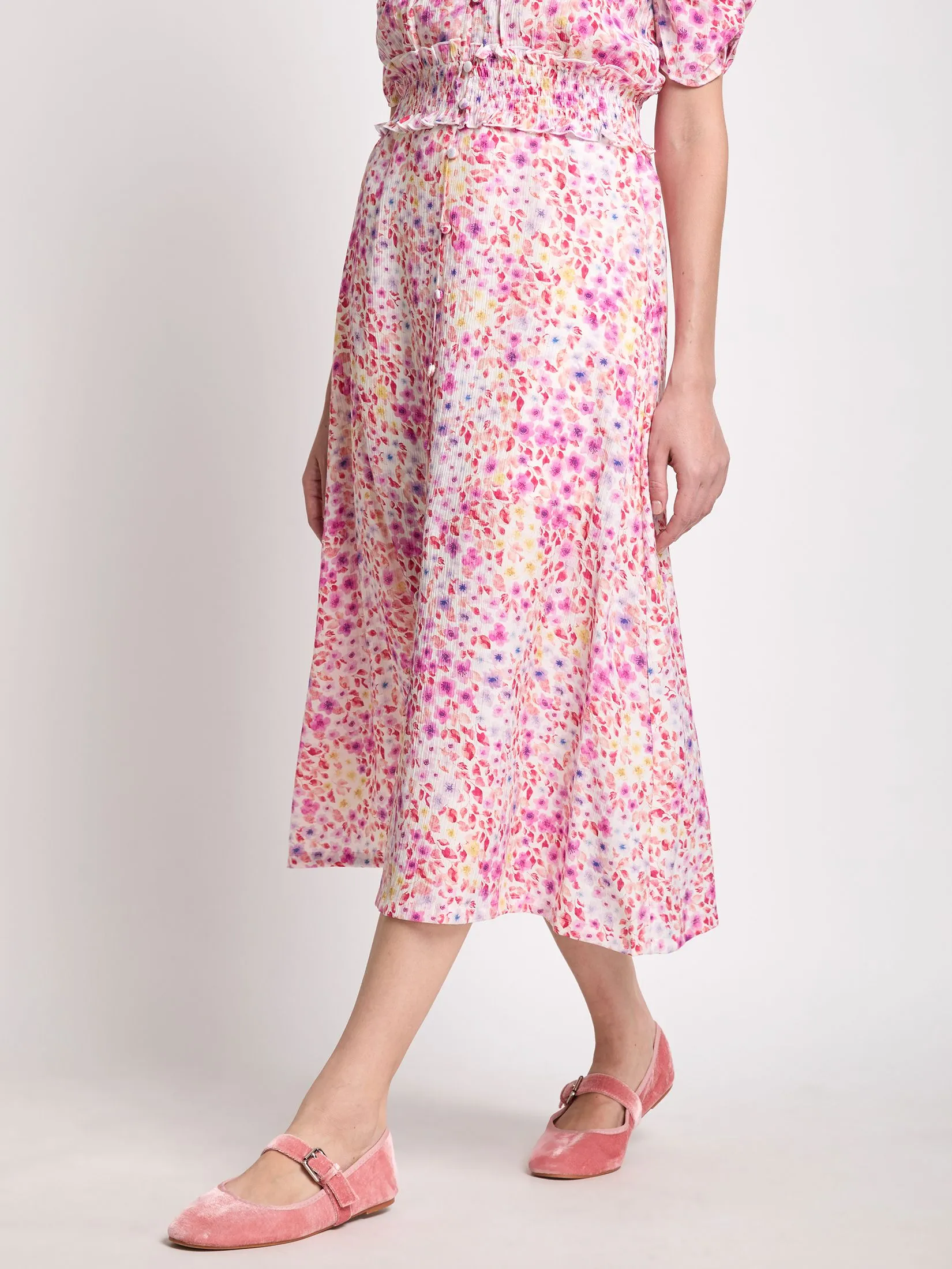 LOLITA Women Midi Skirt With Front Slit And Button Detail