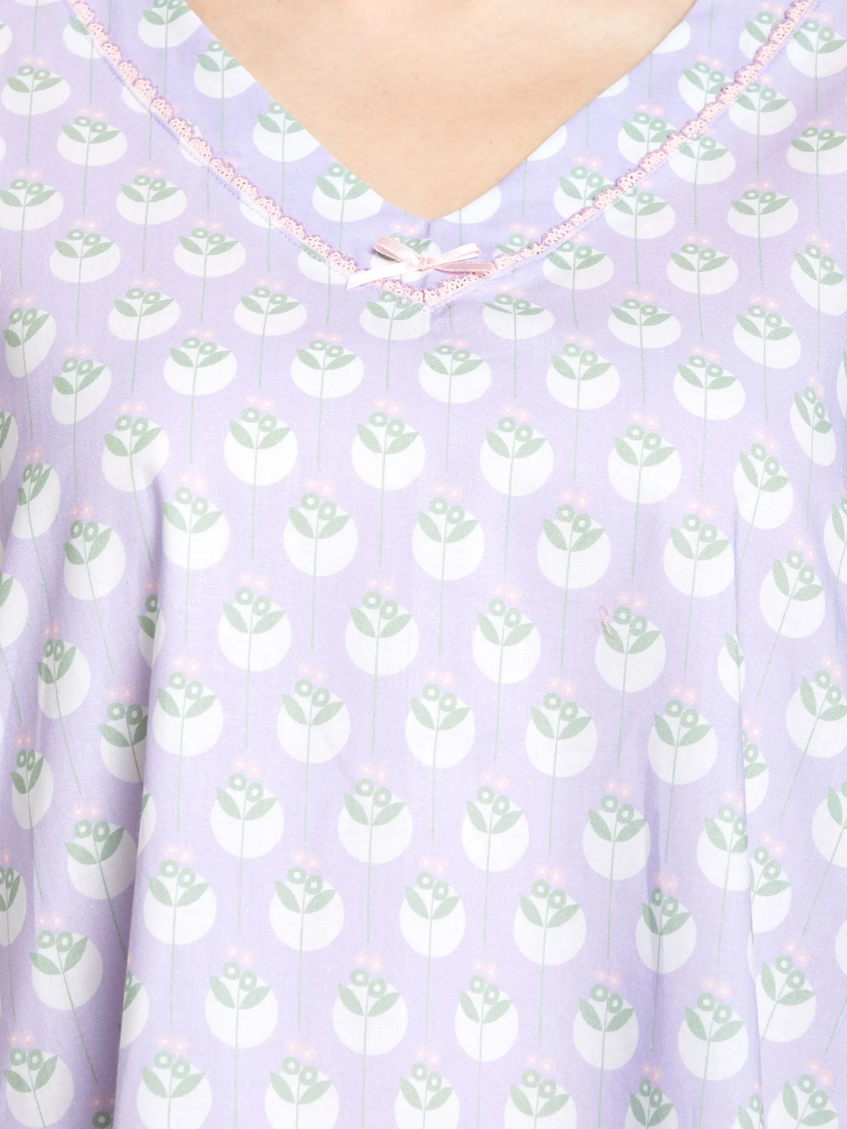 CLAUDIA'S ROMANCE Women Night Dress Short Sleeves V-Neck Purple