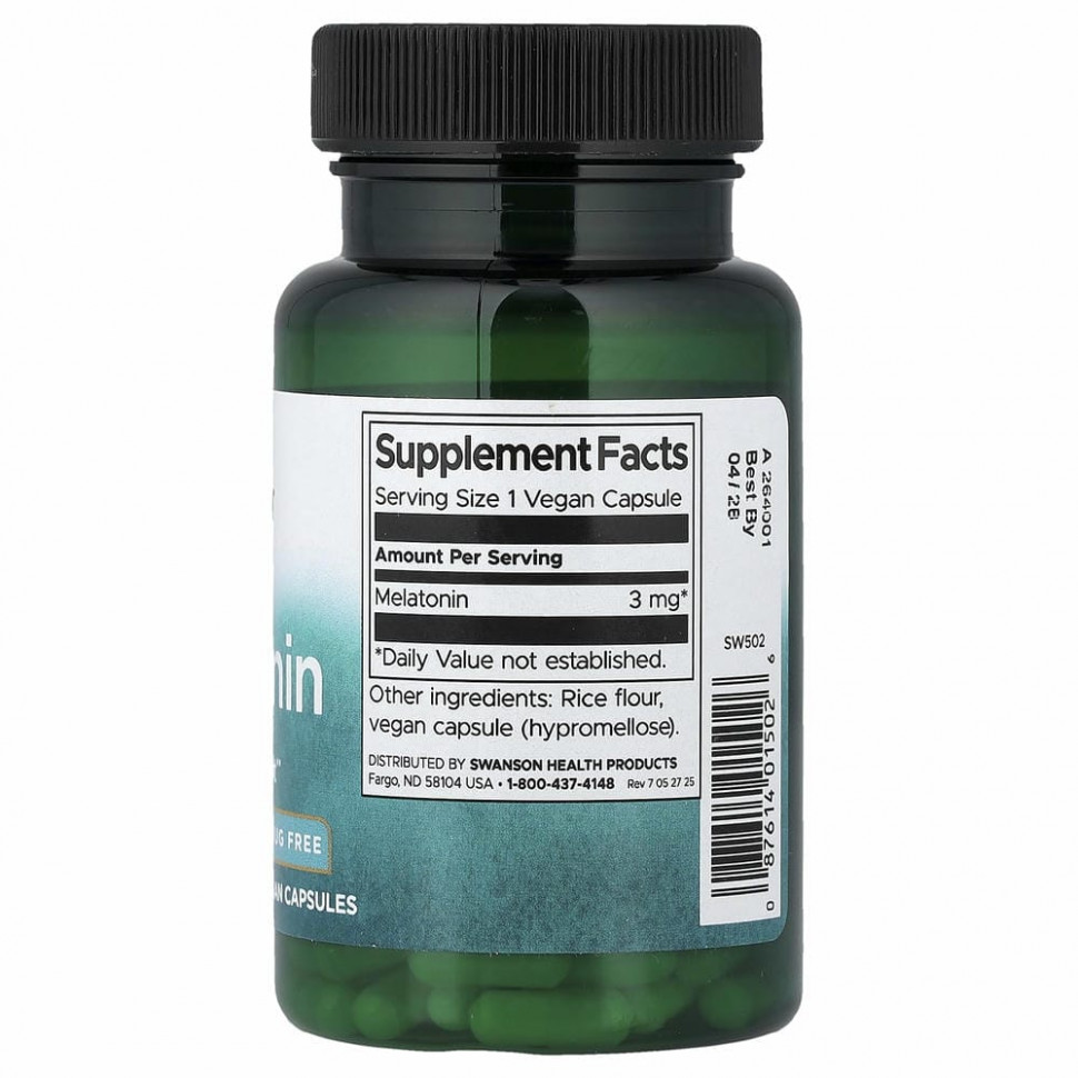 Swanson, Мелатонин, 3 мг, 120 капсул