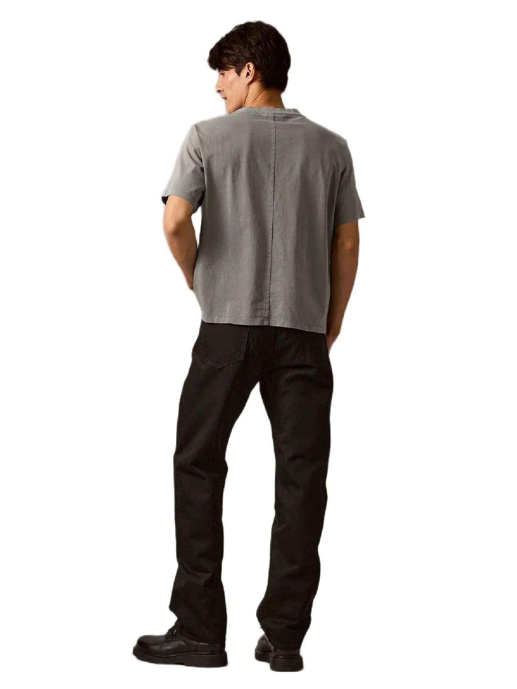 CALVIN KLEIN Men's Cropped Easy Tee Deep Gray