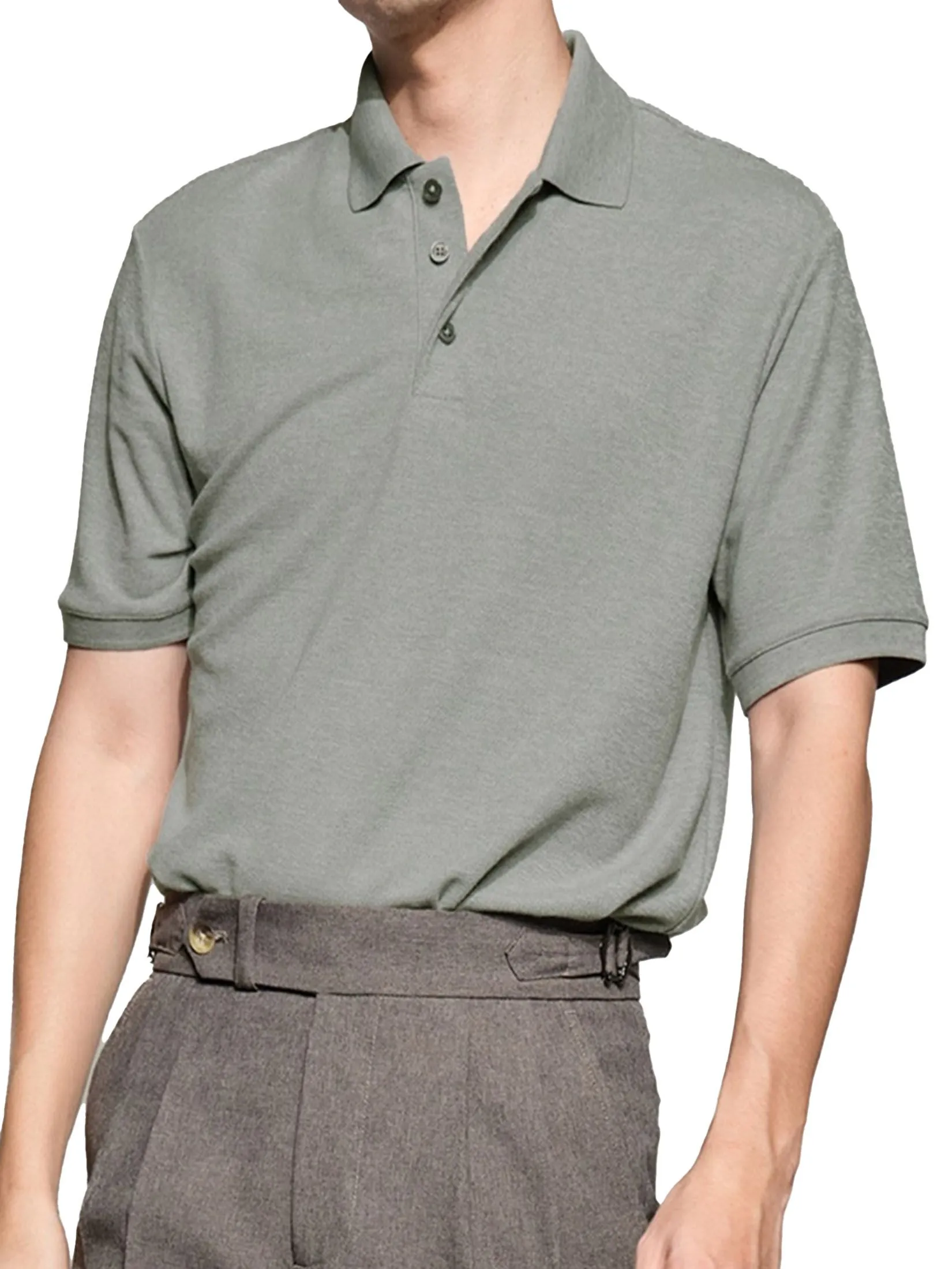 ERA-WON Men's Polo Slim Fit Grey Size - M