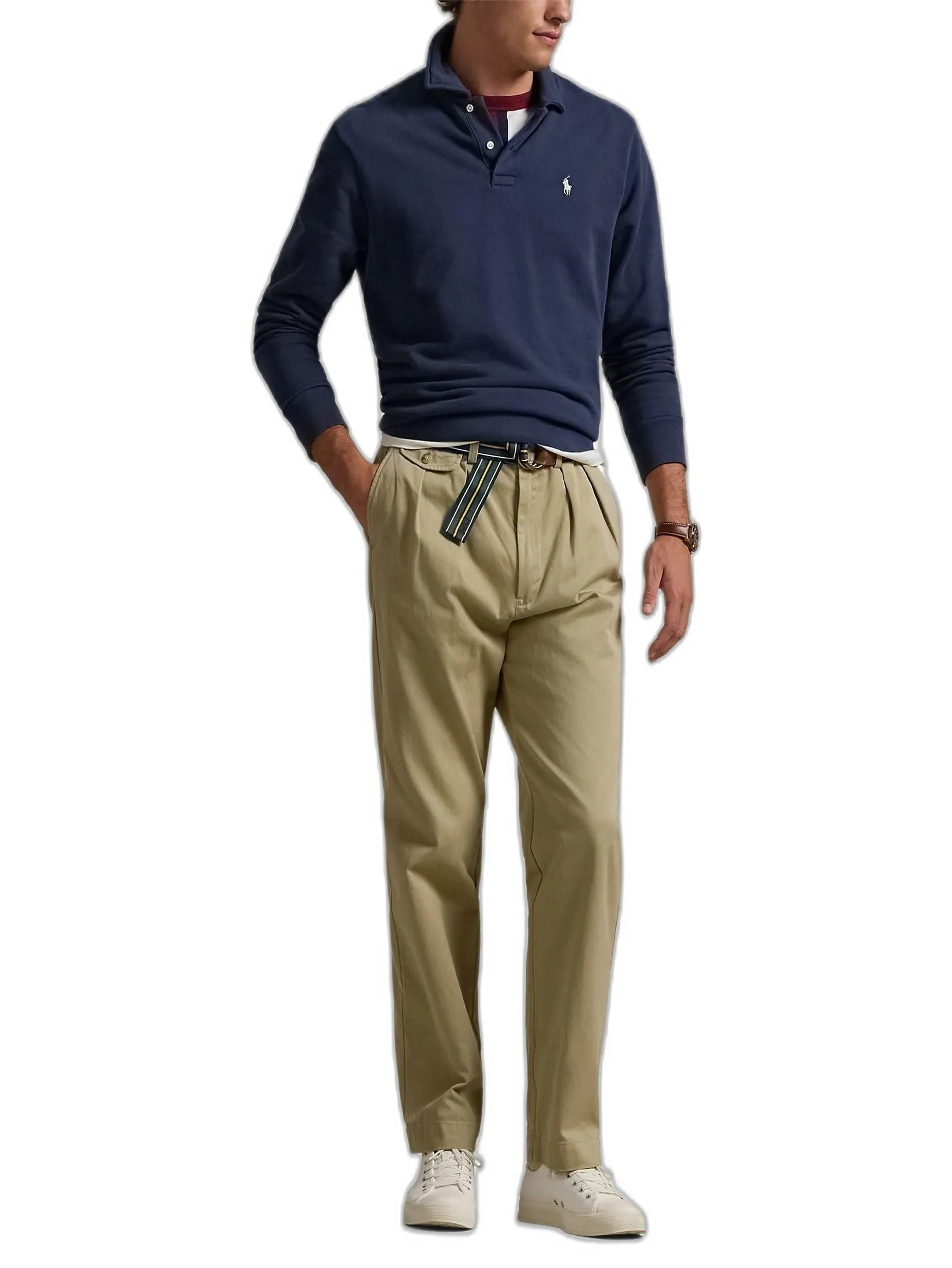 POLO RALPH LAUREN Men Pullover-Loopback Fleece Collared Sweatshirt MNPOKNI16824017-Navy-410