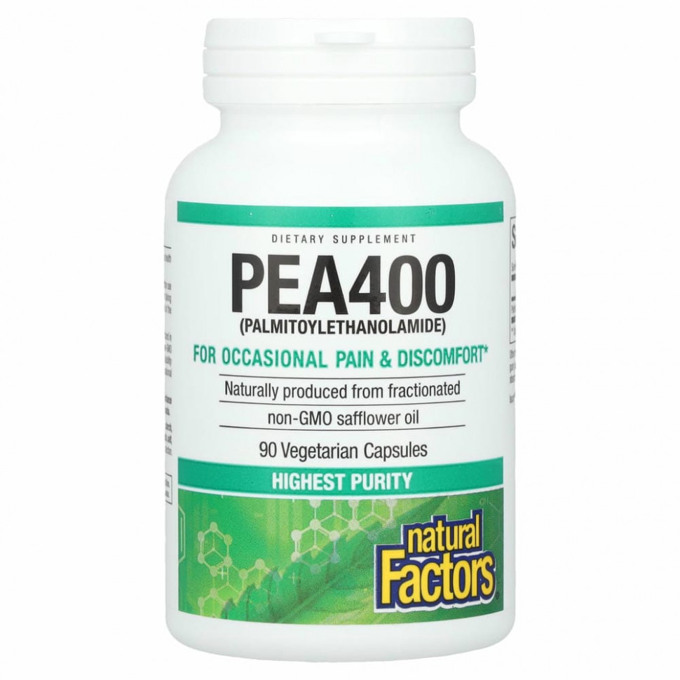 Natural Factors, PEA400, 90 вегетарианских капсул