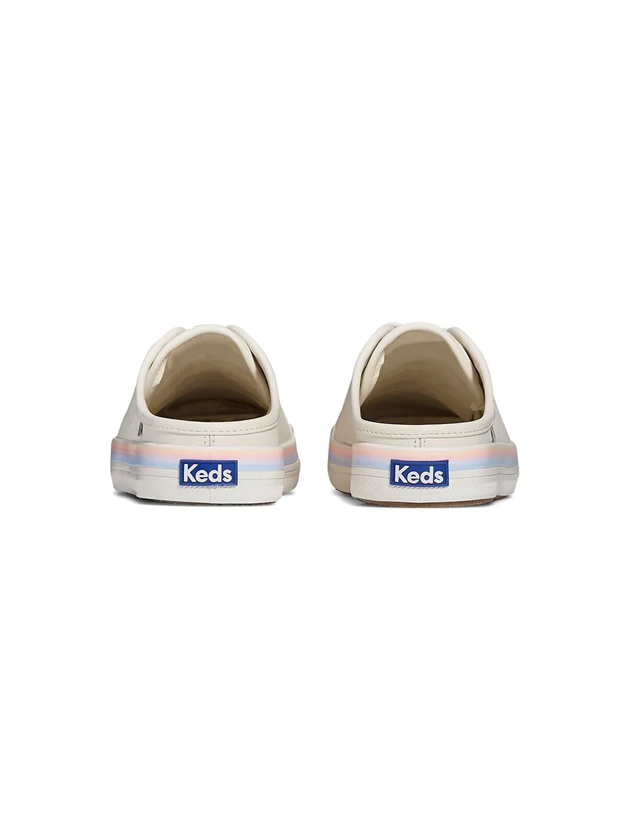 KEDS Women Kickstart Mule Leather Foxing Strip Egret/Multi