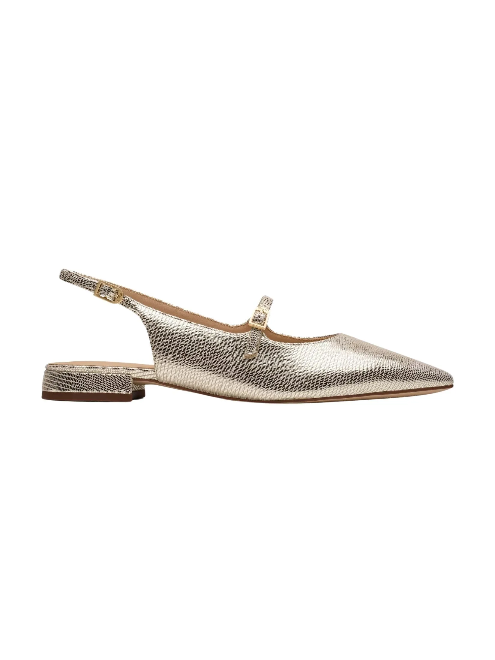 CLARKS SENSA 15 SHINE Champagne Leather Women's Mary Jane Flats