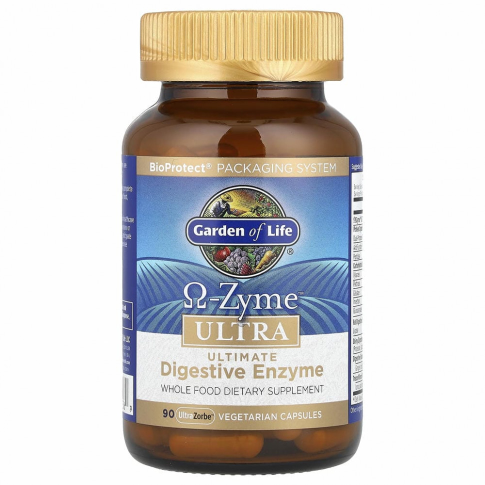 Garden of Life, O-Zyme ультра, наилучший комплекс пищеварительных ферментов, 90 растительных капсул