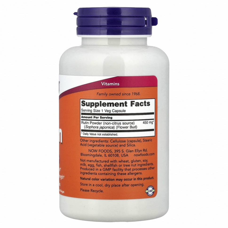 NOW Foods, рутин, 450 мг, 100 растительных капсул
