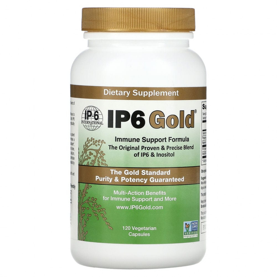 IP-6 International, IP6 Gold, формула для поддержки иммунитета, 120 вегетарианских капсул - IPS-33080-120 шт.