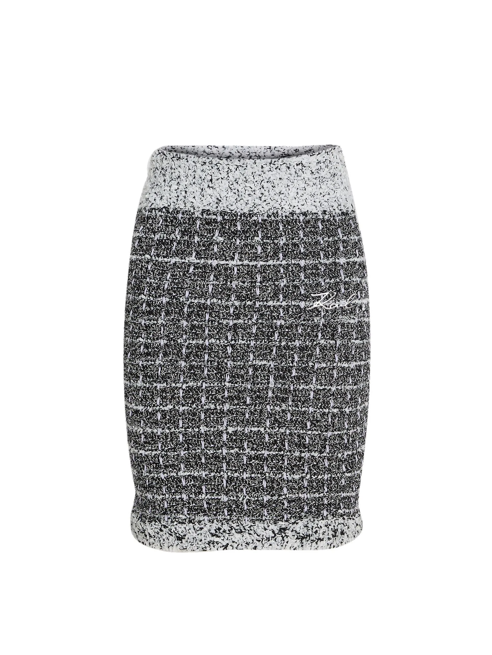 KARL LAGERFELD BOUCLE KNIT SKIRT BLACK/WHITE/SWEET LAVENDER Size - L