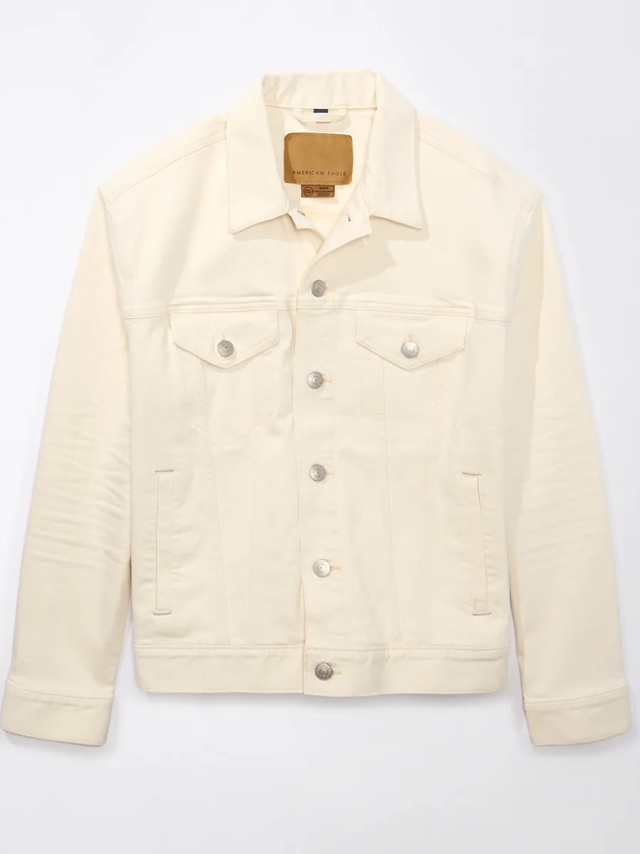 AMERICAN EAGLE MEN ECRU CLASSIC DENIM TRUCKER  JACKET 109 NATURAL