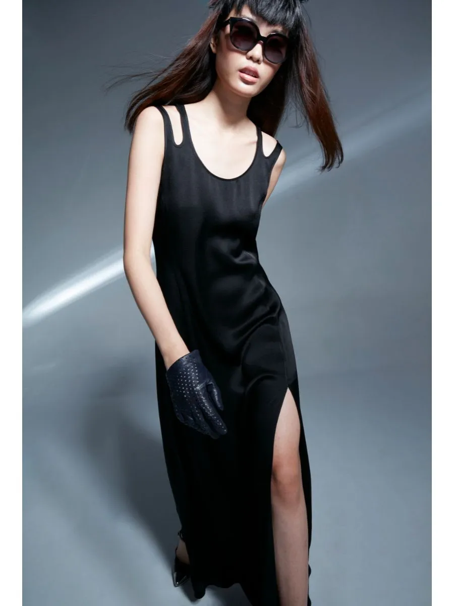 SENADA WOMEN CUTOUT BLACK SLEEVELESS MAXI DRESS