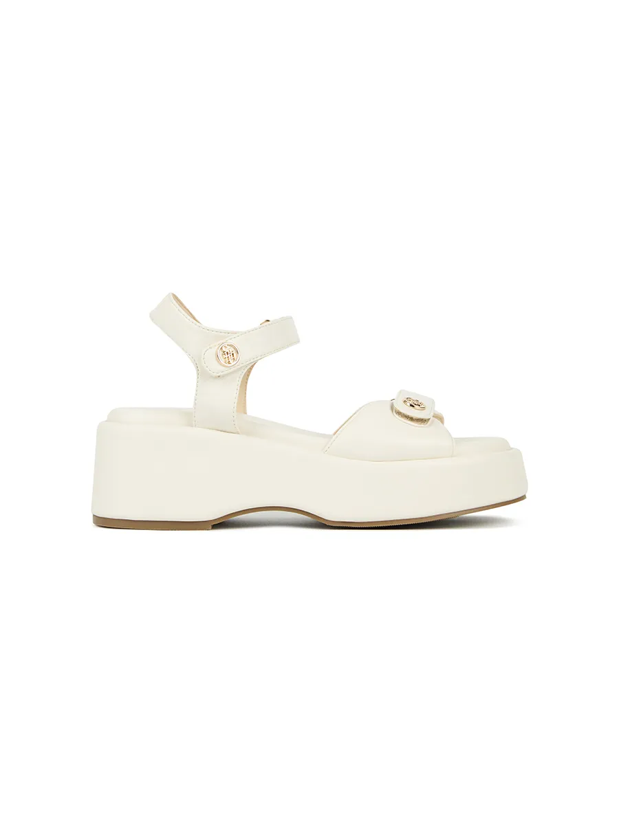 SHU WOWEN  BEDDY 2.5" TINY SIGNET STRAP WEDGES - WHITE CHOC