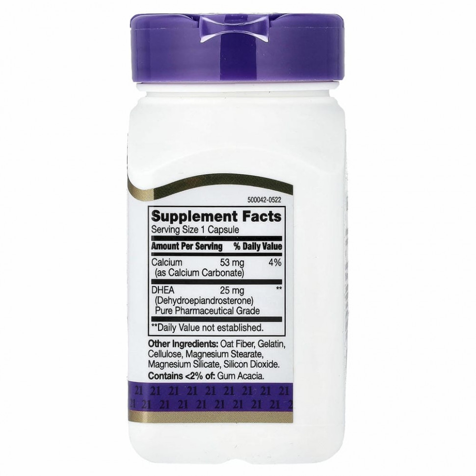 21st Century, DHEA, 25 мг, 90 капсул