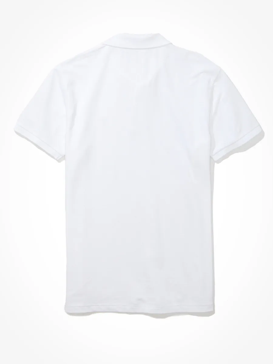 AMERICAN EAGLE MEN P - STANDARD FIT COTTON/FLEX POLO -INTL 100 WHITE