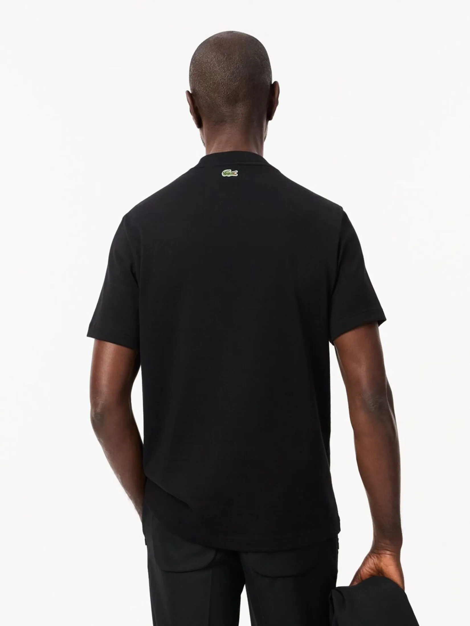 LACOSTE Cotton Jersey Signature T-shirt Black