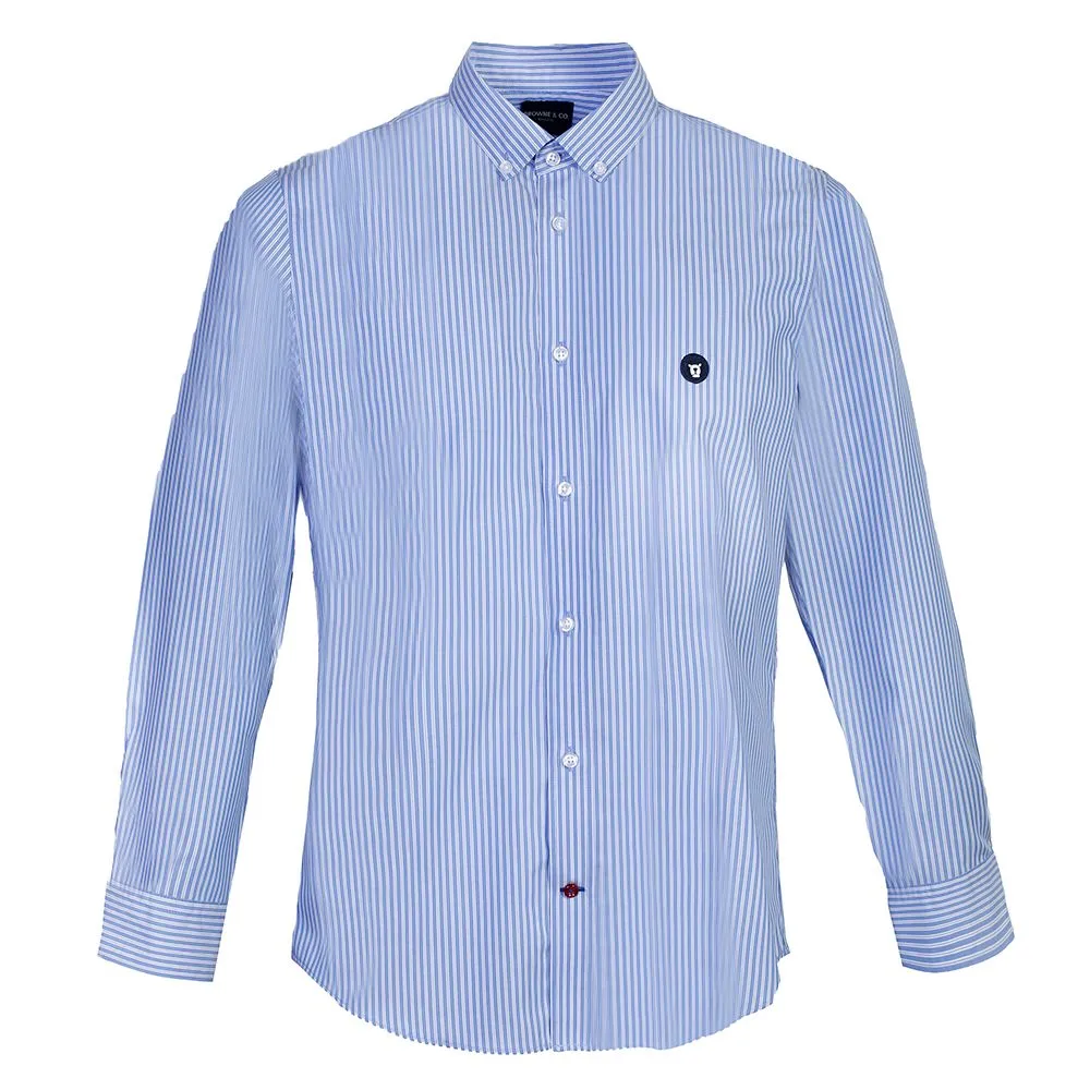 BROWNE & CO. Blue Stripe Button Down Collar Long Sleeves Shirt