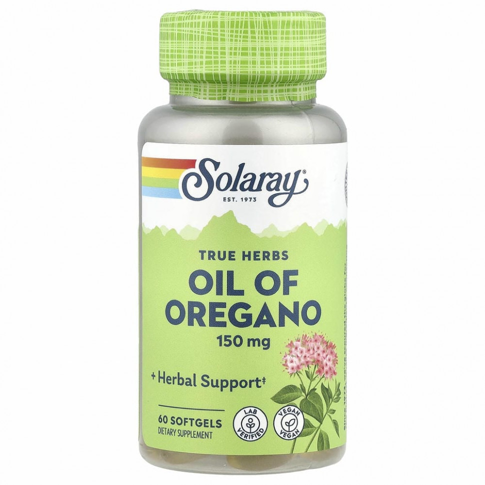 Solaray, Масло орегано, 150 мг, 60 веганских капсул