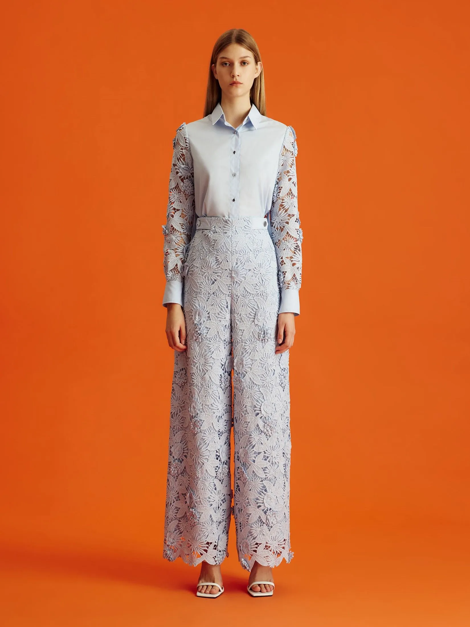 ASAVA ( AW24 )Daniella Floral-lace Women Culotte Pants Blue