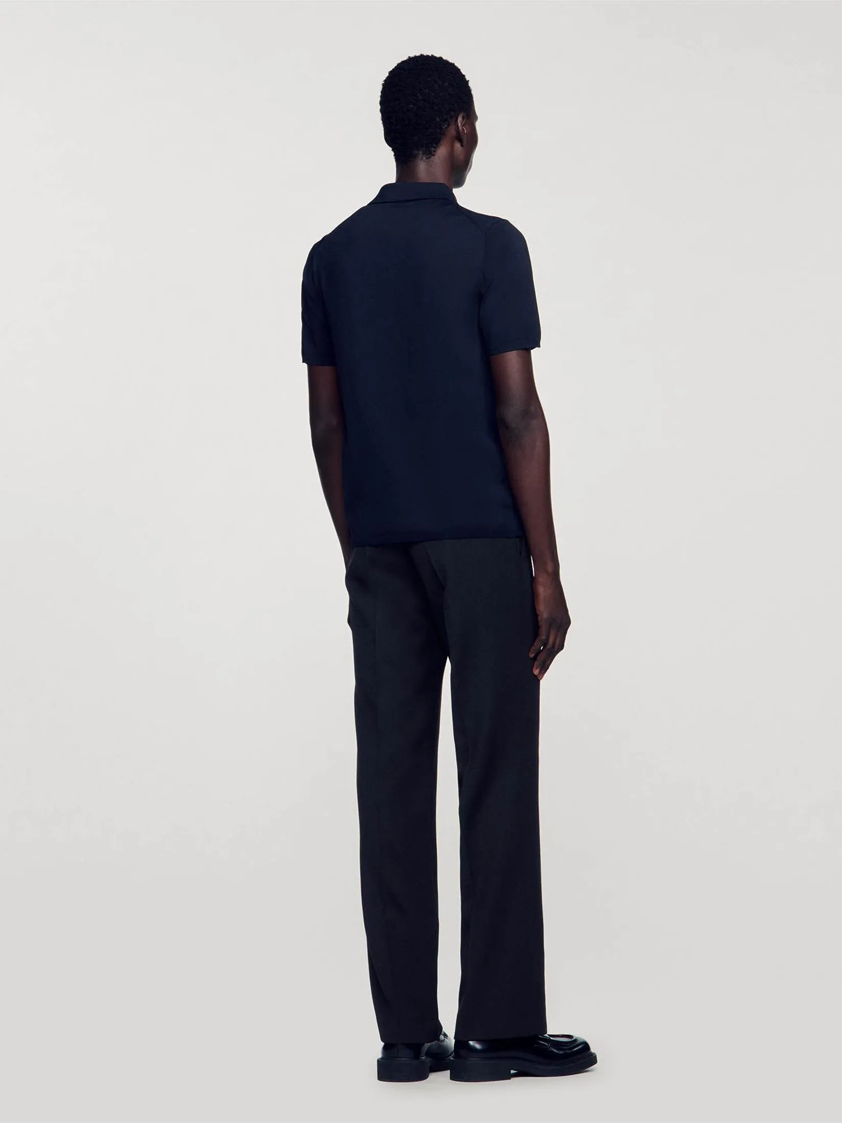 SANDRO Short-Sleeve Knitted Polo Shirt