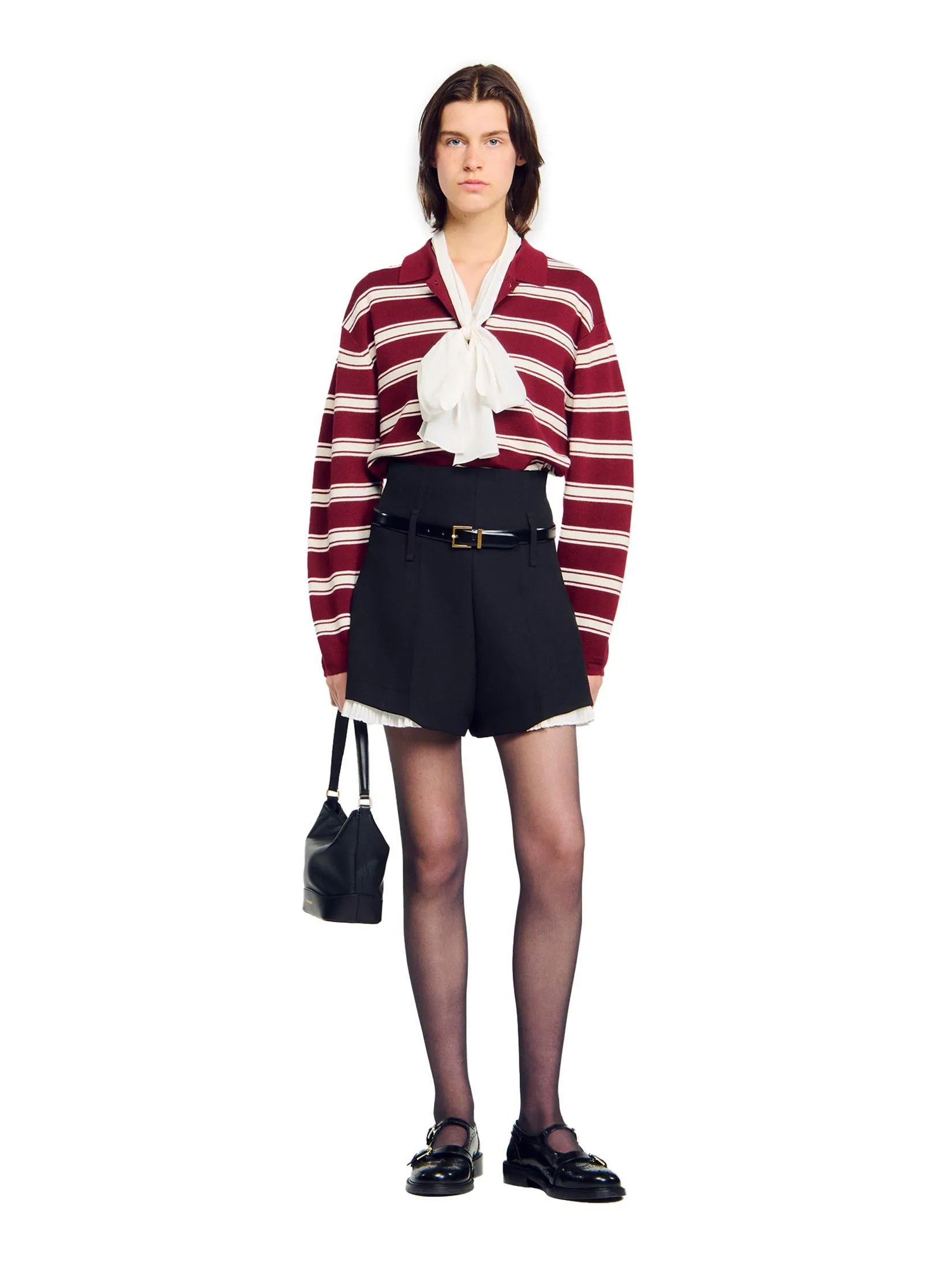 SANDRO Tailored Flounced Shorts