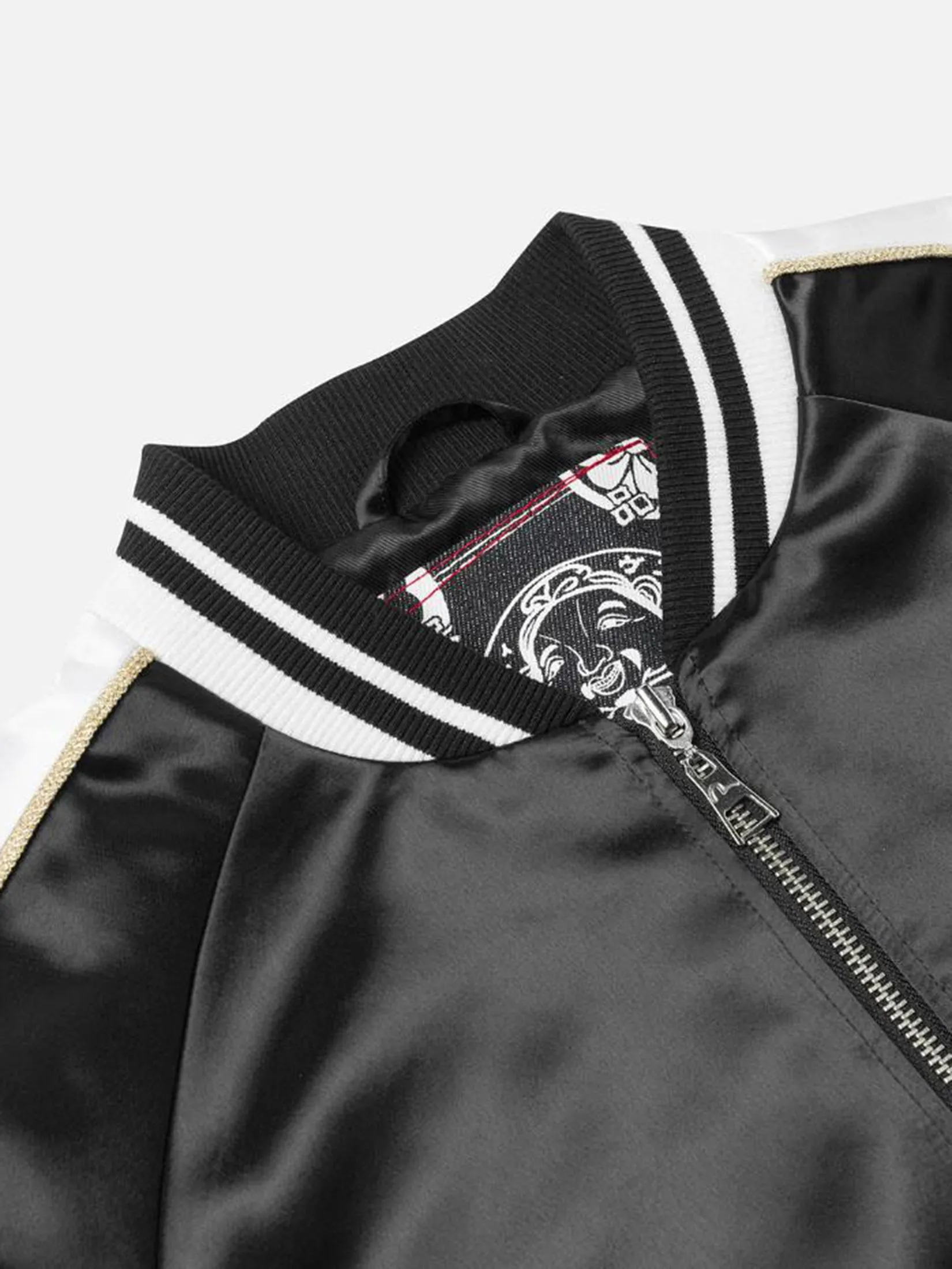 EVISU Women Souvenir Jacket Hummingbird and Magnolia Flower Embroidery Loose Fit Black