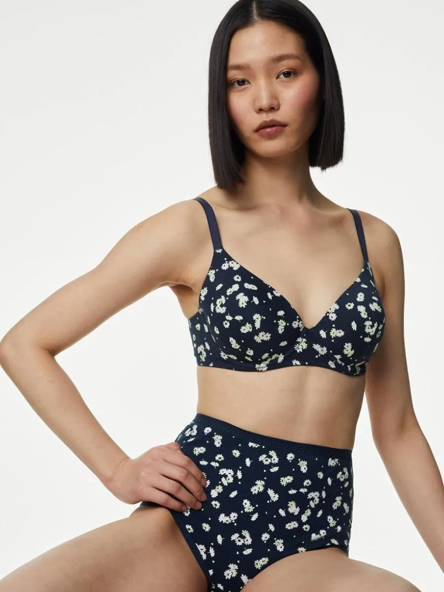 MARKS & SPENCER Women Full Briefs 3pk Cotton Rich Multi-Color