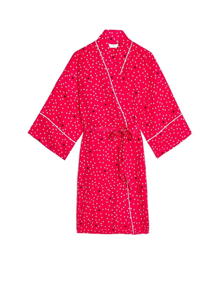 MARKS & SPENCER Women Wrap Dream Satin Polka Dot Ruby