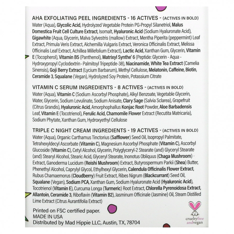 Mad Hippie, Регулярный набор для осветления кожи, набор из 3 предметов