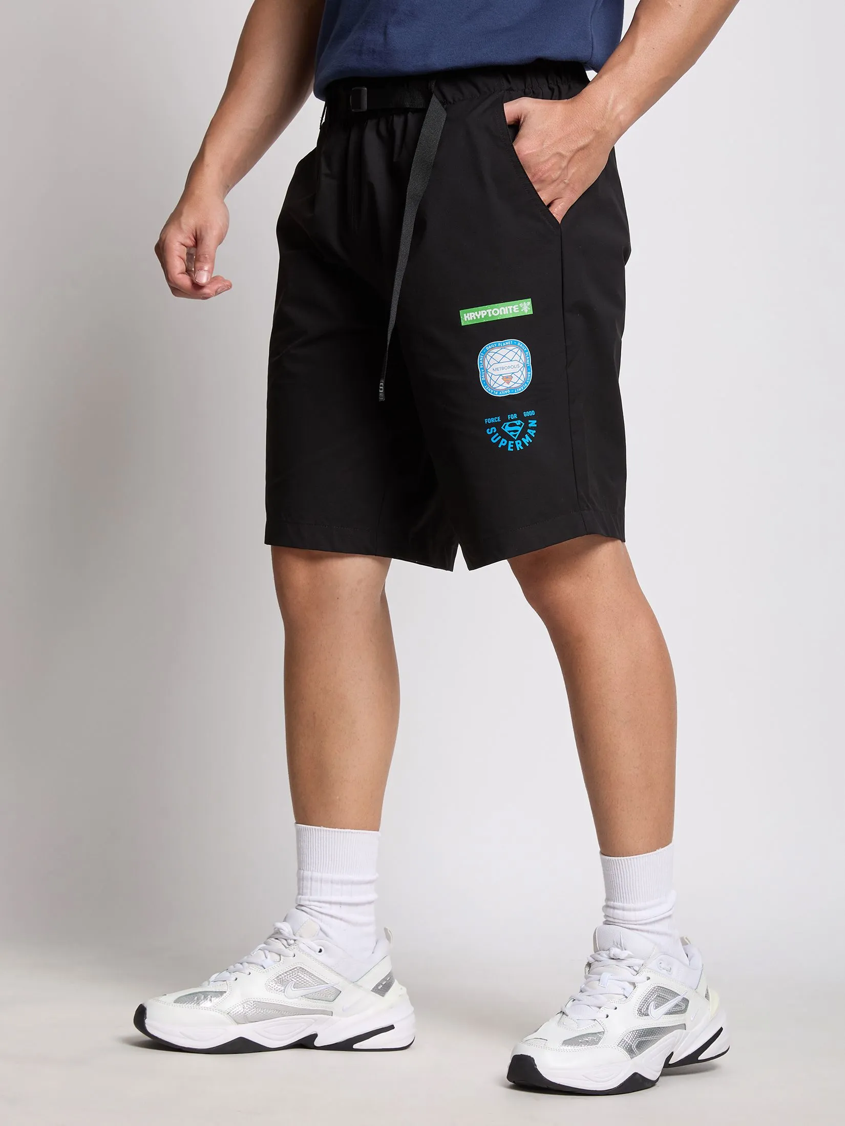 PACIFIC UNION Men Shorts Superman Black