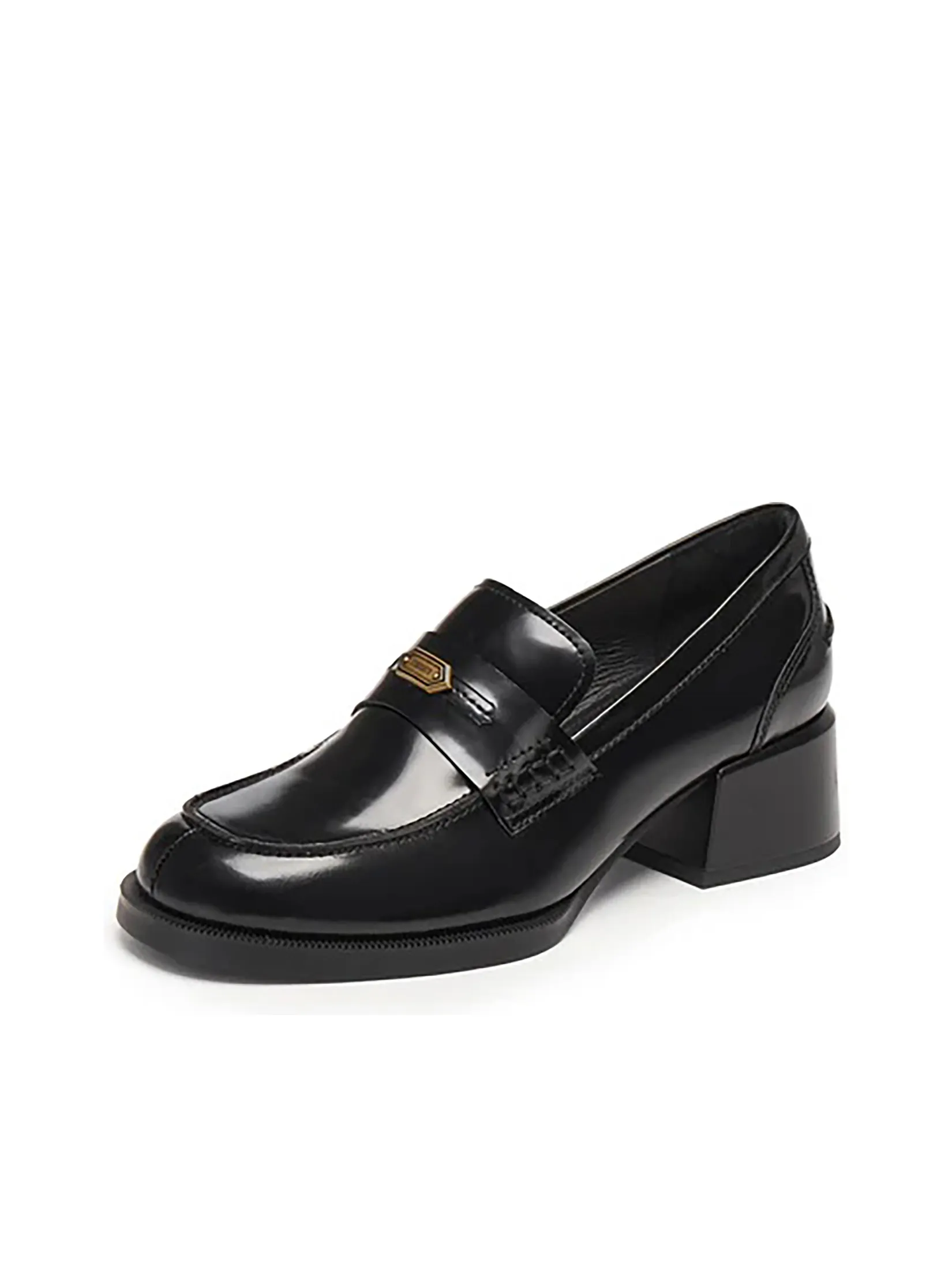 STACCATO Women Loafers Block Heel Metal Bucket Black