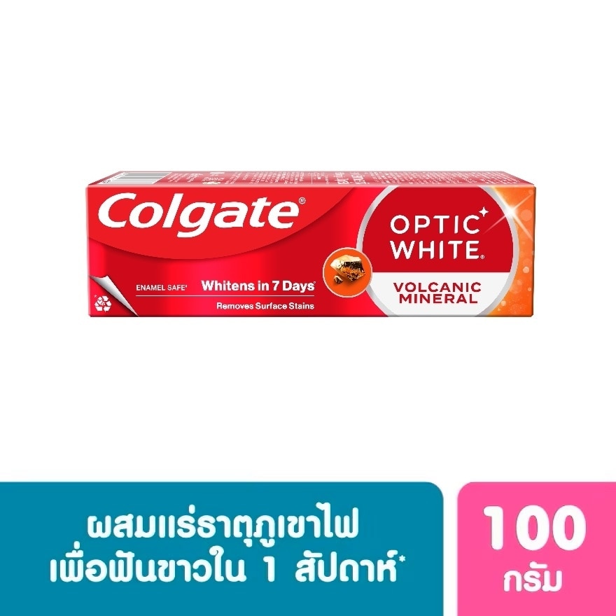 Colgate Toothpaste Optic White Volcanic Mineral 100 G. - Red